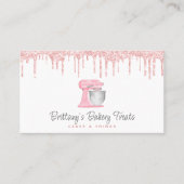 Roze Keukenmixer Glitter Backery QR-code Visitekaartje (Voorkant)