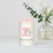 Roze Keukenmixer Glitter Druppel QR-code Goud Visitekaartje (Staand voorkant)