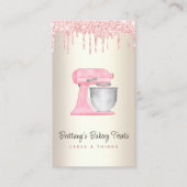 Roze Keukenmixer Glitter Druppel QR-code Goud Visitekaartje (Voorkant)