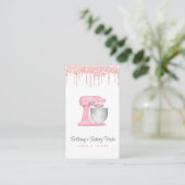 Roze Keukenmixer Glitterdruppels QR-code Visitekaartje (Staand voorkant)