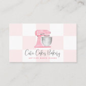 Roze Keukenmixer QR-code Geruite Bakkerij Visitekaartje (Voorkant)