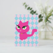 Roze keuty Cat Briefkaart (Staand voorkant)