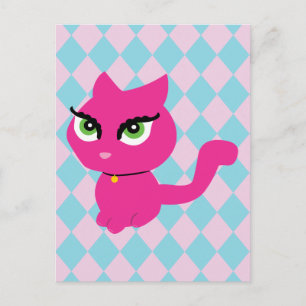 Roze keuty Cat Briefkaart