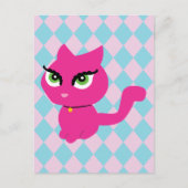 Roze keuty Cat Briefkaart (Voorkant)