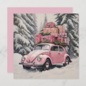 Roze Kever Kerstbal & Cadeaubijsluiter Feestdagenkaart (Voorkant / Achterkant)