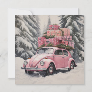 Roze Kever Kerstversiering & Cadeaubijsluiter Feestdagenkaart