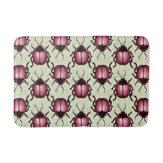 Roze Kever Schattig Goblincore Insecten Liefhebber Badmat (Voorkant)