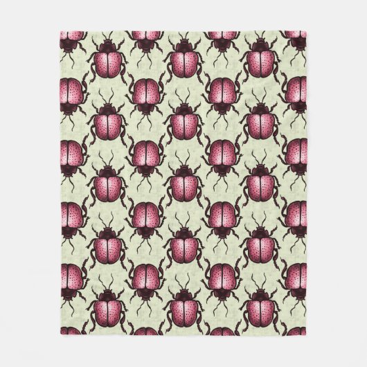 Roze Kever Schattigee Bug Art - Insectenliefhebber Fleece Deken (Voorkant)