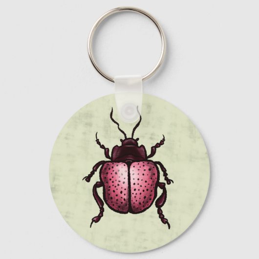 Roze Kever Schattigee Bug Art - Insectenliefhebber Sleutelhanger (Voorkant)