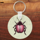 Roze Kever Schattigee Bug Art - Insectenliefhebber Sleutelhanger (Voorkant)