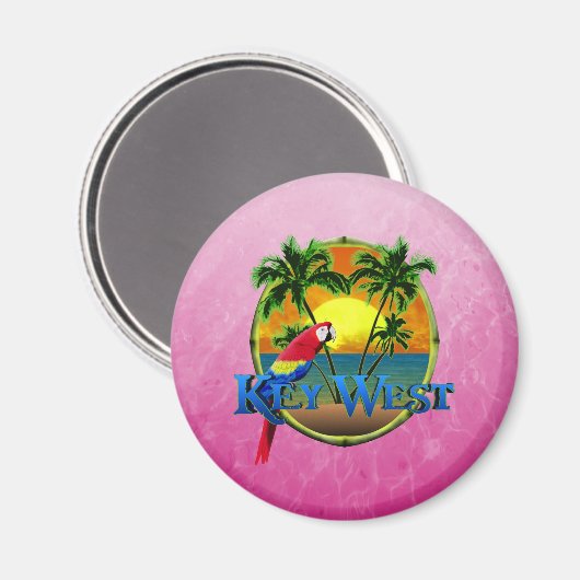 Roze Key West Sunset Magneet (Voorkant / Achterkant)