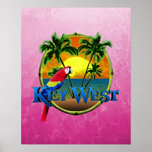 Roze Key West Sunset Poster (Voorkant)