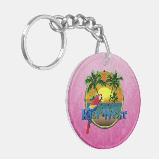 Roze Key West Sunset Sleutelhanger (Voorkant Links)