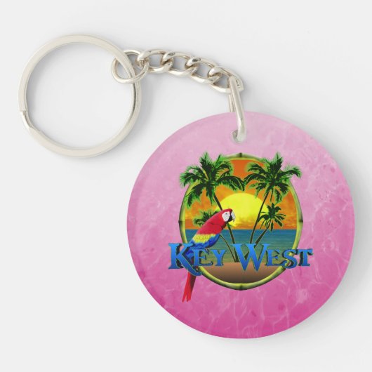 Roze Key West Sunset Sleutelhanger (Voorkant)