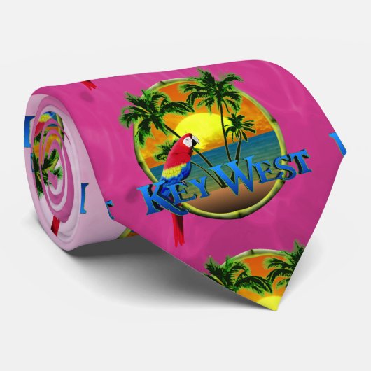 Roze Key West Sunset Stropdas (Opgerold)