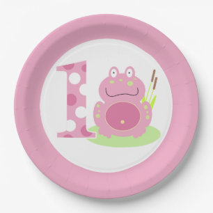 Roze kikker 1st Birthday Girl First Party Bord