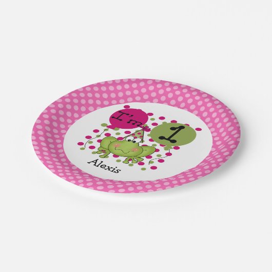 Roze kikker 1st Birthday Paper Borden Papieren Bordje (Gekanteld)