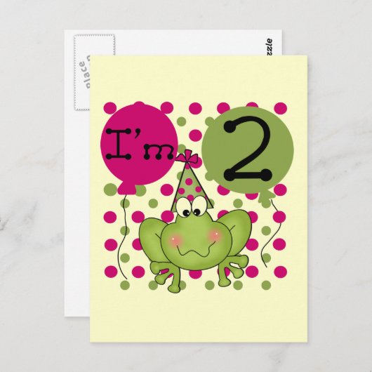 Roze Kikker 2e Verjaardag T-shirts en geschenken Briefkaart (Voorkant / Achterkant)