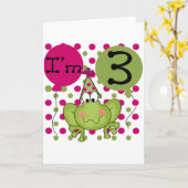 Roze kikker 3rd Birthday-overhemden en cadeaus Kaart (Gele Bloem)