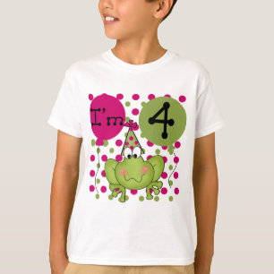 Roze kikker 4e verjaardag overhemden en cadeaus t-shirt