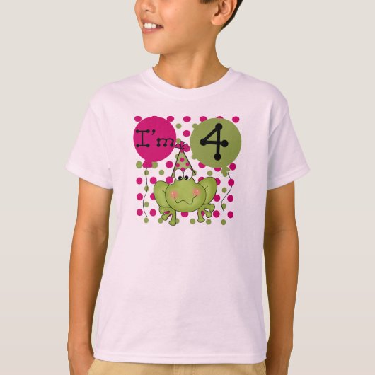 Roze Kikker 4e Verjaardag Tshirts en geschenken (Voorkant)
