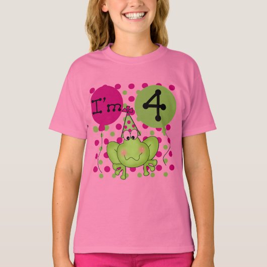 Roze Kikker 4e Verjaardag Tshirts en geschenken (Voorkant)