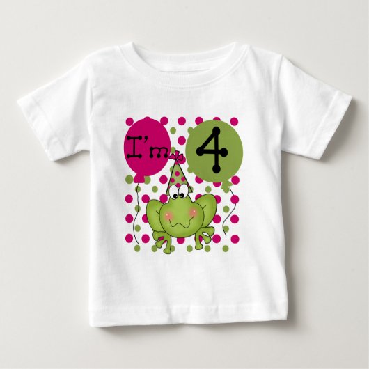 Roze Kikker 4e Verjaardag Tshirts en geschenken (Voorkant)