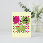 Roze Kikker 4e Verjaardag Tshirts en geschenken Briefkaart (Staand voorkant)