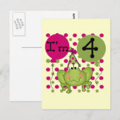 Roze Kikker 4e Verjaardag Tshirts en geschenken Briefkaart (Voorkant / Achterkant)