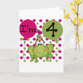 Roze Kikker 4e Verjaardag Tshirts en geschenken Kaart (Gele Bloem)