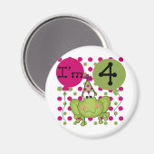 Roze Kikker 4e Verjaardag Tshirts en geschenken Magneet (Voorkant / Achterkant)