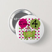 Roze Kikker 4e Verjaardag Tshirts en geschenken Ronde Button 5,7 Cm (Voorkant /achterkant)