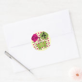 Roze Kikker 4e Verjaardag Tshirts en geschenken Ronde Sticker (Envelop)