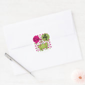 Roze Kikker 4e Verjaardag Tshirts en geschenken Ronde Sticker (Envelop)