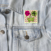 Roze Kikker 4e Verjaardag Tshirts en geschenken Vierkante Button 5,1 Cm (In situ)