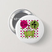 Roze kikker 4th Birthday Ronde Button 5,7 Cm (Voorkant /achterkant)