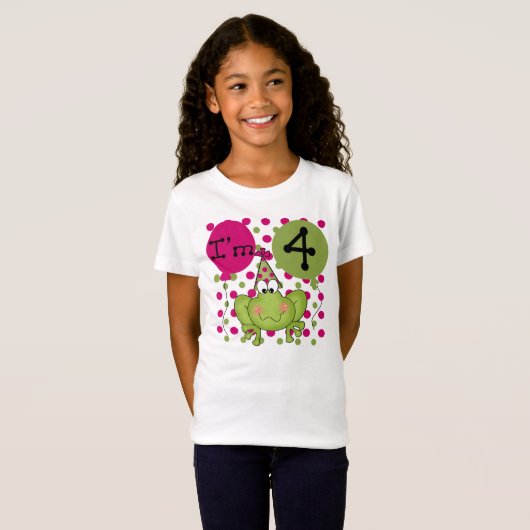 Roze kikker 4th Birthday T-shirt (Voorkant volledig)