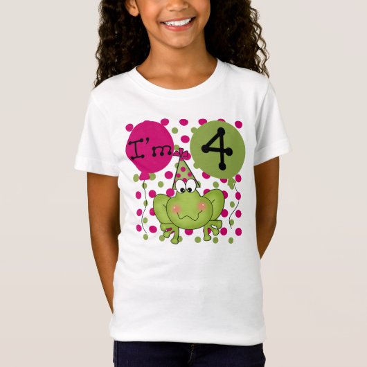 Roze kikker 4th Birthday T-shirt (Voorkant)