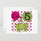 Roze kikker 5e verjaardag Tshirts en geschenken Briefkaart (Voorkant / Achterkant)
