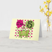 Roze kikker 5e verjaardag Tshirts en geschenken Kaart (Gele Bloem)