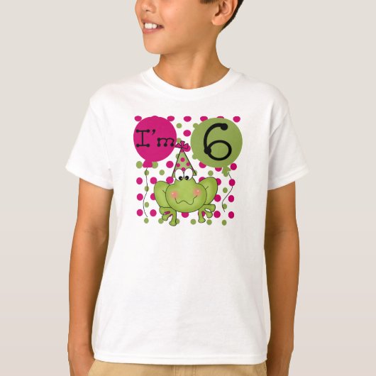 Roze kikker 6th Birthday T-shirt (Voorkant)
