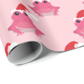 Roze kikker Cartoon kerstmis Cadeaupapier (Rol Hoek)