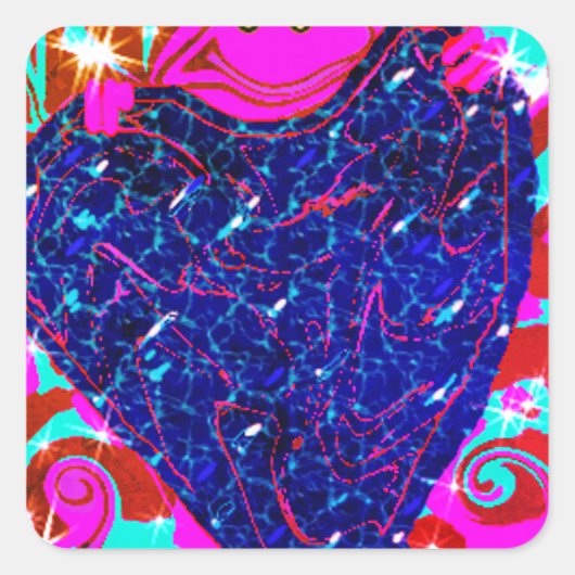 Roze kikker Holding Heart Stickers (Voorkant)