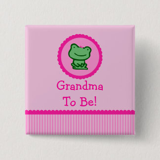 Roze kikker "oma to be" Baby shower Button