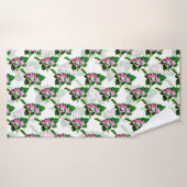 Roze kikker op groen blad patroon ontwerp badhanddoek (Badhanddoek)