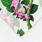 Roze kikker op groen blad patroon ontwerp fleece deken (Hoek)