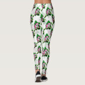 Roze kikker op groen blad patroon ontwerp leggings (Achterkant)