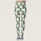Roze kikker op groen blad patroon ontwerp leggings (Voorkant)