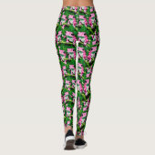 Roze kikker op groen blad patroon ontwerp leggings (Achterkant)