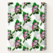 Roze kikker op groen blad patroon ontwerp notitieboek (Achterkant)